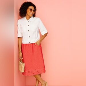 Talbots Women's White Short Sleeve Jean Jacket Sz. M NWT